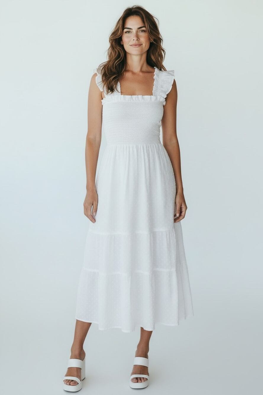 B2 NEW HILL HOUSE HOME The Ellie White Soft Cotton Swiss Dot The Nap Dress Sz XS